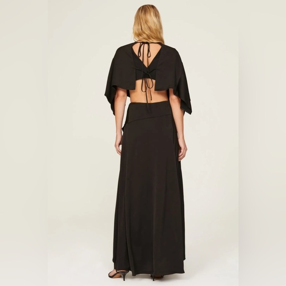 3.1 Phillip Lim Black Satin Cutout Keyhole Gala Formal Maxi Dress Size 2 - Picture 2 of 10